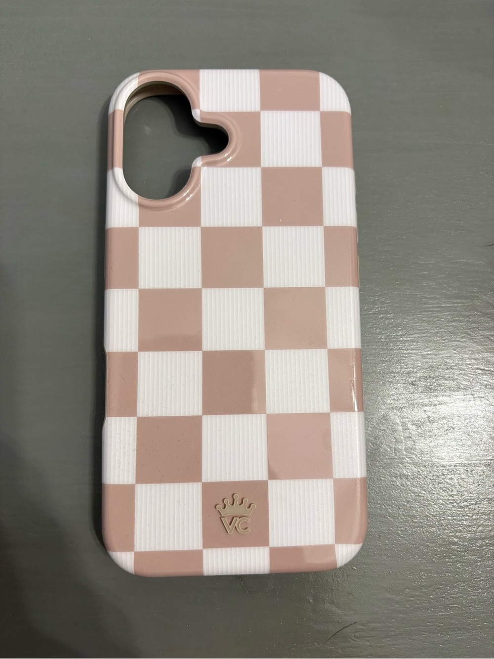 Velvet Caviar Cream & White Checkerboard Phone Case. iPhone 16
